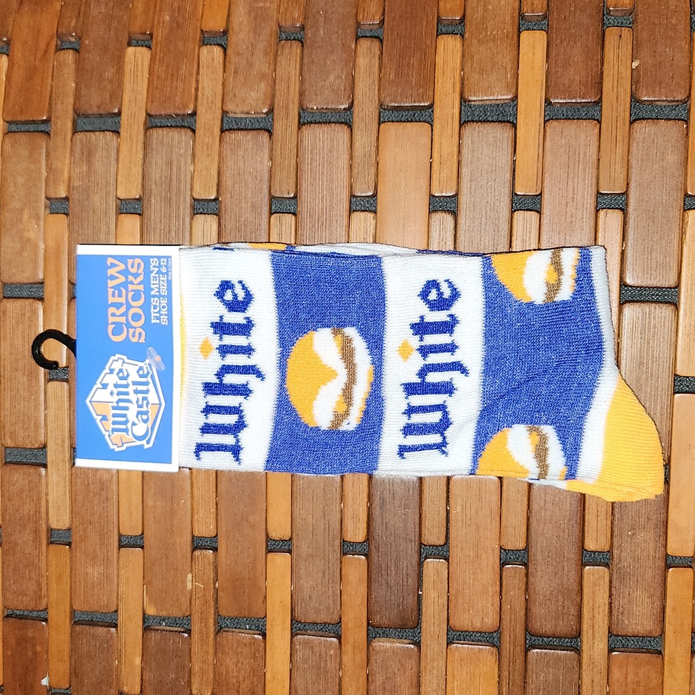 White Castle Crew Socks Mens Size 6-12